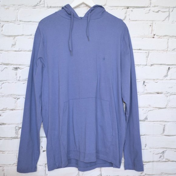 French Connection Steel Blue Long Sleeve Hoodie Shirt - Picture 1 of 4